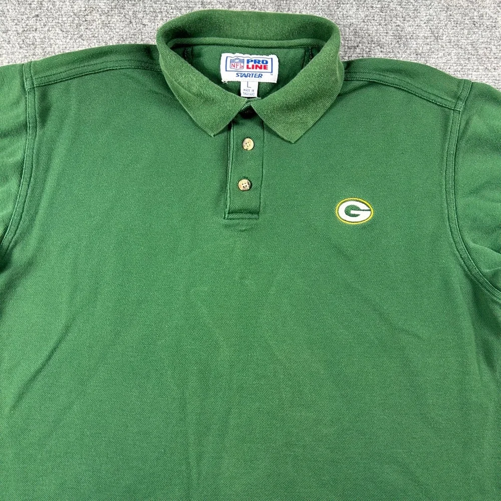 Starter Polo Shirt Mens Large Green Packers NFL‎ Pro Line Short Sleeve Vintage